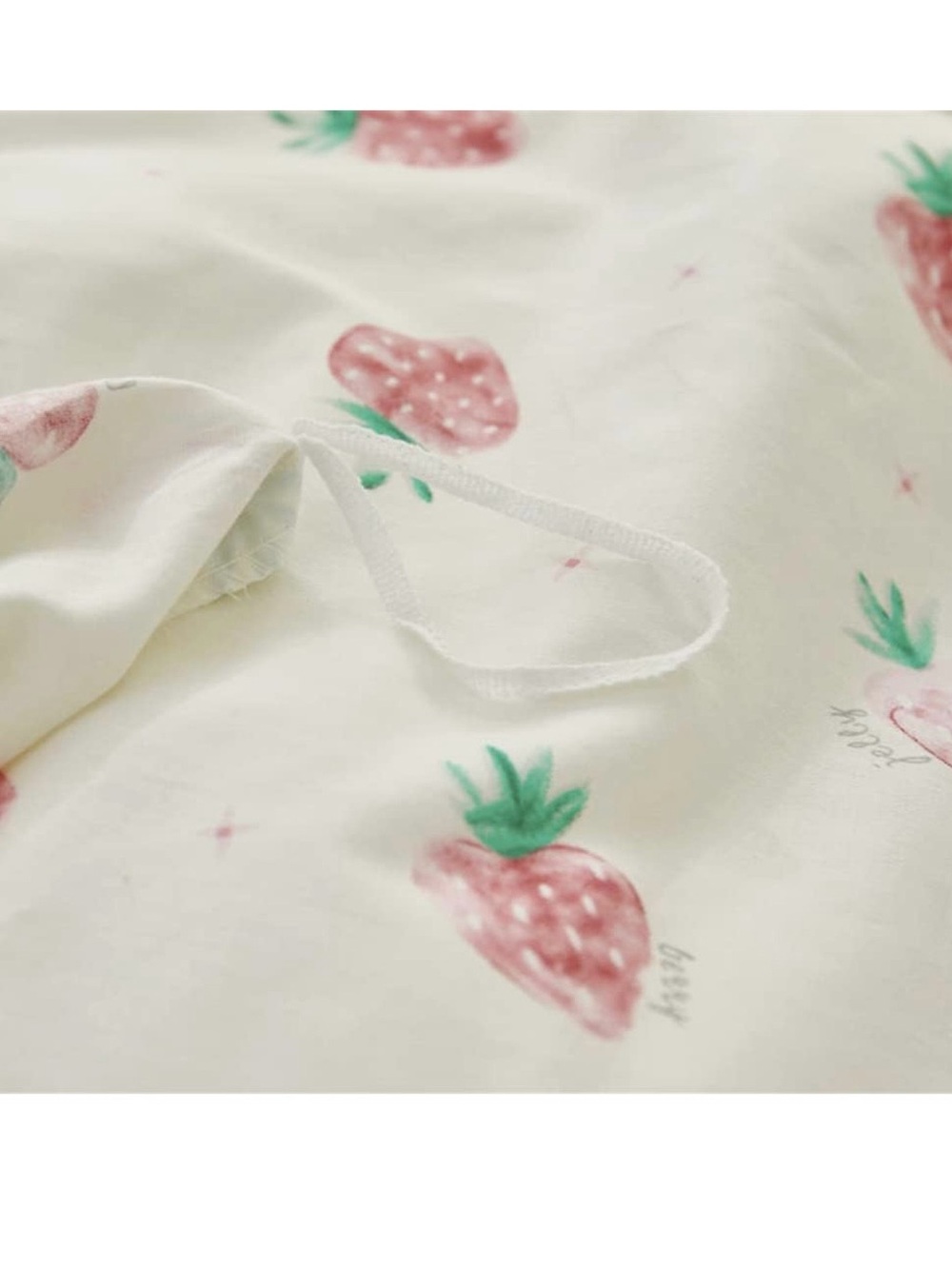 100% Cotton Queen Strawberry Print Cotton Bedding Duvet Cover Set-EUC - Picture 6 of 11